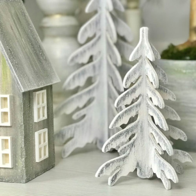 diy wooden сreativity and coloring kit, christmas trees with snow, #027 - 2