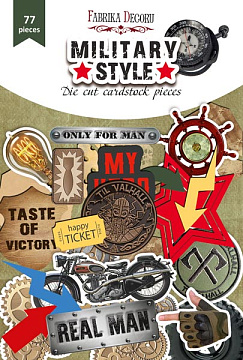 Set of die cuts Military style, 77 pcs