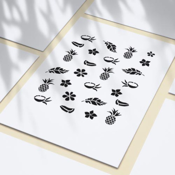 Stencil reusable, 15x20cm Tropical fruit pattern, #414 - 2 Stencil reusable, 15x20cm Tropical fruit pattern, #414 - 2