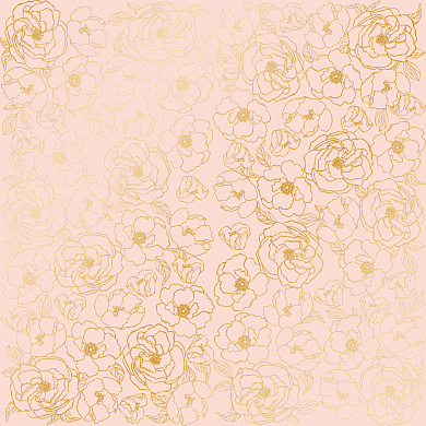 лист односторонней бумаги с фольгированием, дизайн golden pion peach, 30,5см х 30,5см
