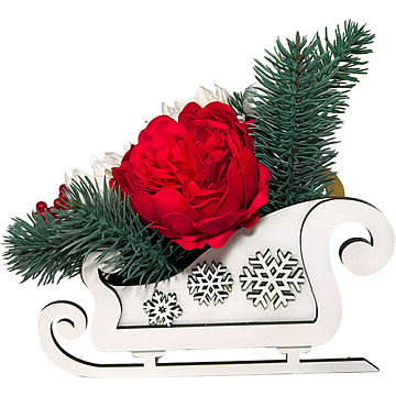 Floristic arrangement “Christmas sleigh”, 250 x 150 x 200 mm