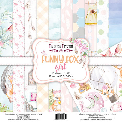 коллекция бумаги для скрапбукинга funny fox girl, 30,5 x 30,5 см, 10 листов