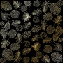 Sheet of single-sided paper with gold foil embossing, pattern Golden Tropical Leaves Black, 12"x12"