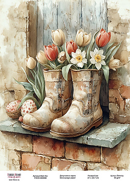 Decoupage card «Spring flowers-05» #00086, 21cm x 29,7cm