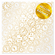 Gold foil vellum sheet, pattern Golden Clocks 12"x12"