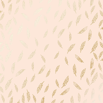 Sheet of single-sided paper with gold foil embossing, pattern Golden Feather Beige, 12"x12"