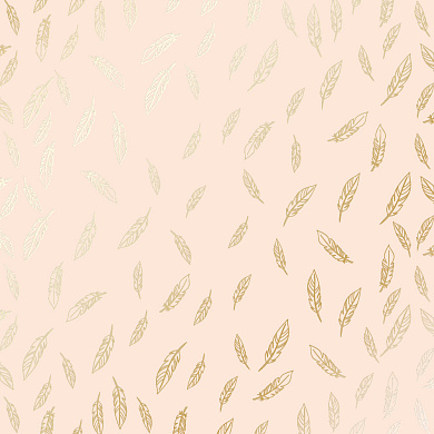 лист односторонней бумаги с фольгированием, дизайн golden feather beige, 30,5см х 30,5см