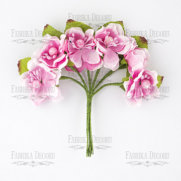 Set of large peach flowers pink, 6 pcs