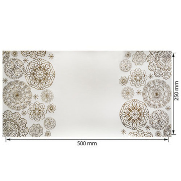 Piece of PU leather with gold stamping, pattern Golden Napkins White, 50cm x 25cm - 2