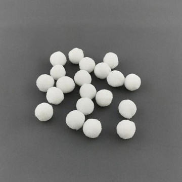 Pompons for crafts and decoration, White, 20pcs, diameter 10mm