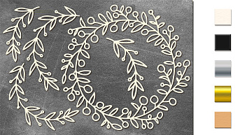 Chipboard embellishments set, Frame from twigs with berries  #632