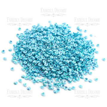 Sequins Round cups, blue with iridescent nacre, #308 - 2