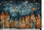 Decoupage card «Christmas houses-012» #000862, 21cm x 29,7cm
