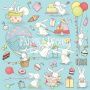 Double-sided scrapbooking paper set Bunny bithday party 8"x8", 10 sheets - 1