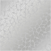 лист односторонней бумаги с серебряным тиснением, дизайн silver leaves mini, gray, 30,5см х 30,5см