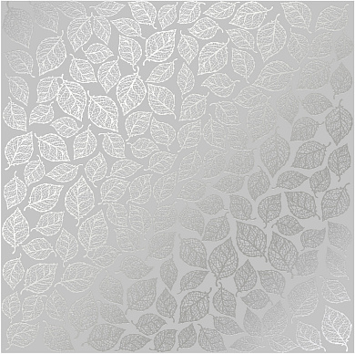 лист односторонней бумаги с серебряным тиснением, дизайн silver leaves mini, gray, 30,5см х 30,5см