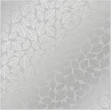 лист односторонней бумаги с серебряным тиснением, дизайн silver leaves mini, gray, 30,5см х 30,5см