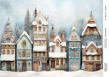 Decoupage card «Christmas houses-022» #000872, 21cm x 29,7cm