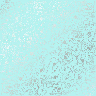 лист односторонней бумаги с серебряным тиснением, дизайн silver pion turquoise, 30,5см х 30,5см