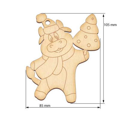 Figurine for painting and decorating #333 "The bull with the new year tree" - 2