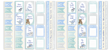 Set of stripes with pictures for decoration  "Shabby baby boy redesign"