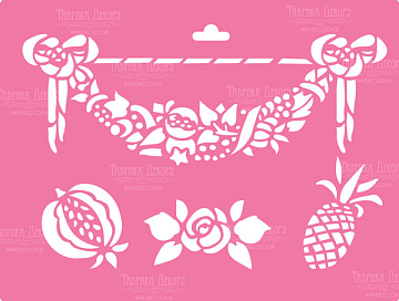 Stencil for decoration XL size (30*21cm), Tropical ornament #012