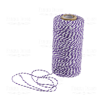 Cotton melange cord. White with purple.