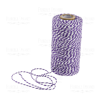 хлопковый меланжевый шнур, цвет белый с фиолетовым.