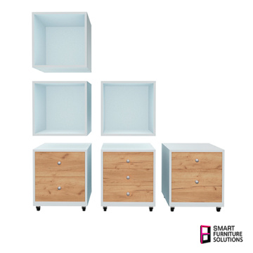 Modular furniture system "Universal", 1200 x 400 x 1276 mm, Set: 3 drawers, 3 sections, 3 mobile platforms - 2