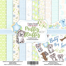 Double-sided scrapbooking paper set Puffy Fluffy Boy 12"x12" 10 sheets