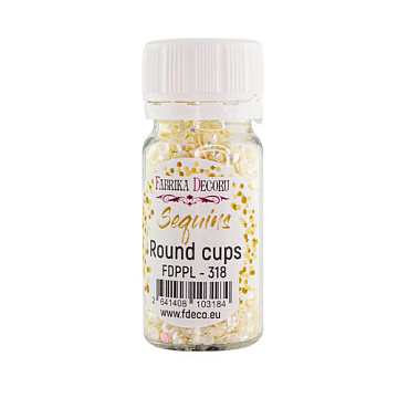 Sequins Round cups, cream with iridescent nacre, #318