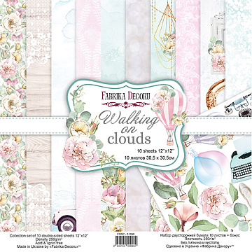 Double-sided scrapbooking paper set Walking on clouds 12"x12", 10 sheets