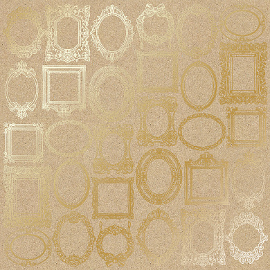 лист односторонней бумаги с фольгированием, дизайн golden frames kraft, 30,5см х 30,5см