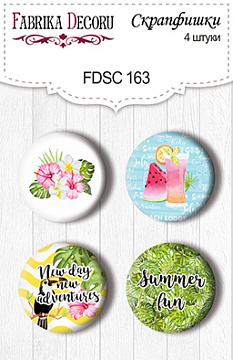 Set of 4pcs flair buttons for scrabooking "Tropical paradise" EN #163