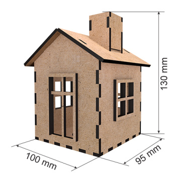 Blank for decorating "House 9" with LED candle included, 100 x 95 x 130 mm, #348 - 2 Blank for decorating "House 9" with LED candle included, 100 x 95 x 130 mm, #348 - 2