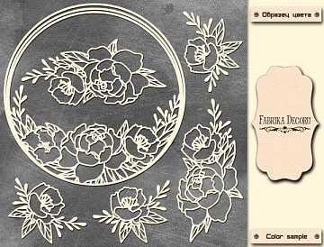 Megatekturka "Okrągła rama z piwonii" #005