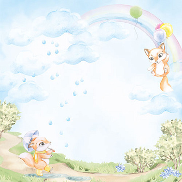 Sheet of double-sided paper for scrapbooking Funny fox boy #001104-1 30,5х30,5