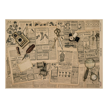 Arkusz kraft papieru z wzorem Vintage women's world #09, 42x29,7 cm