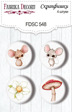 Zestaw 4 ozdobnych buttonów Happy mouse day #548