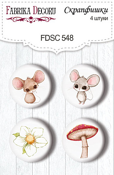 Set mit 4 Flair-Buttons zum Scrapbooking Happy Mouse Day #548