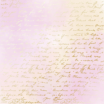 Arkusz papieru jednostronnego wytłaczanego złotą folią, wzór Złoty Tekst, kolor Różowy żółty akwarela 30,5x30,5cm