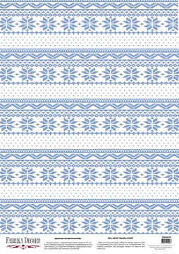 Deco vellum colored sheet Blue on white embroidery, A3 (11,7" х 16,5")