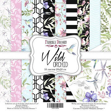 Doppelseitiges Scrapbooking-Papierset Wilde Orchidee, 20 cm x 20 cm, 10 Blätter