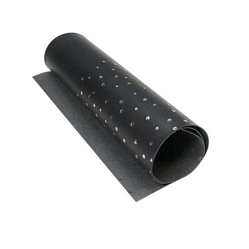 Piece of PU leather for bookbinding with gold pattern Golden Drops Black, 50cm x 25cm