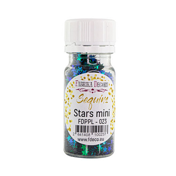 Sequins Stars mini, green with blue with nacre, #023