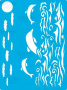 Трафарет многоразовый, 15 см x 20 см, Дельфины и море, #369