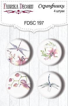 Set of 4pcs flair buttons for scrabooking "Tender orchid 1" #197