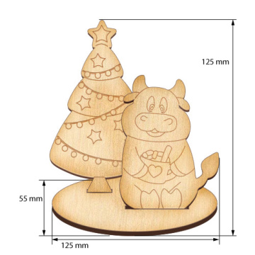 Blank for decoration #340 "The bull under the new year tree" - 2