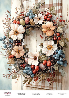 декупажная карта «пасхальный венок-11» #000952, 21см x 29,7см фабрика декору