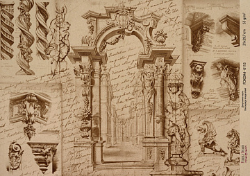 Kraft decoupage paper, 21x29,7cm, “Architecture”, #00115
